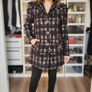 Tailored Wool Blend Lavender Plaid Princess Coat Luxury Chanel Balmain Vibes